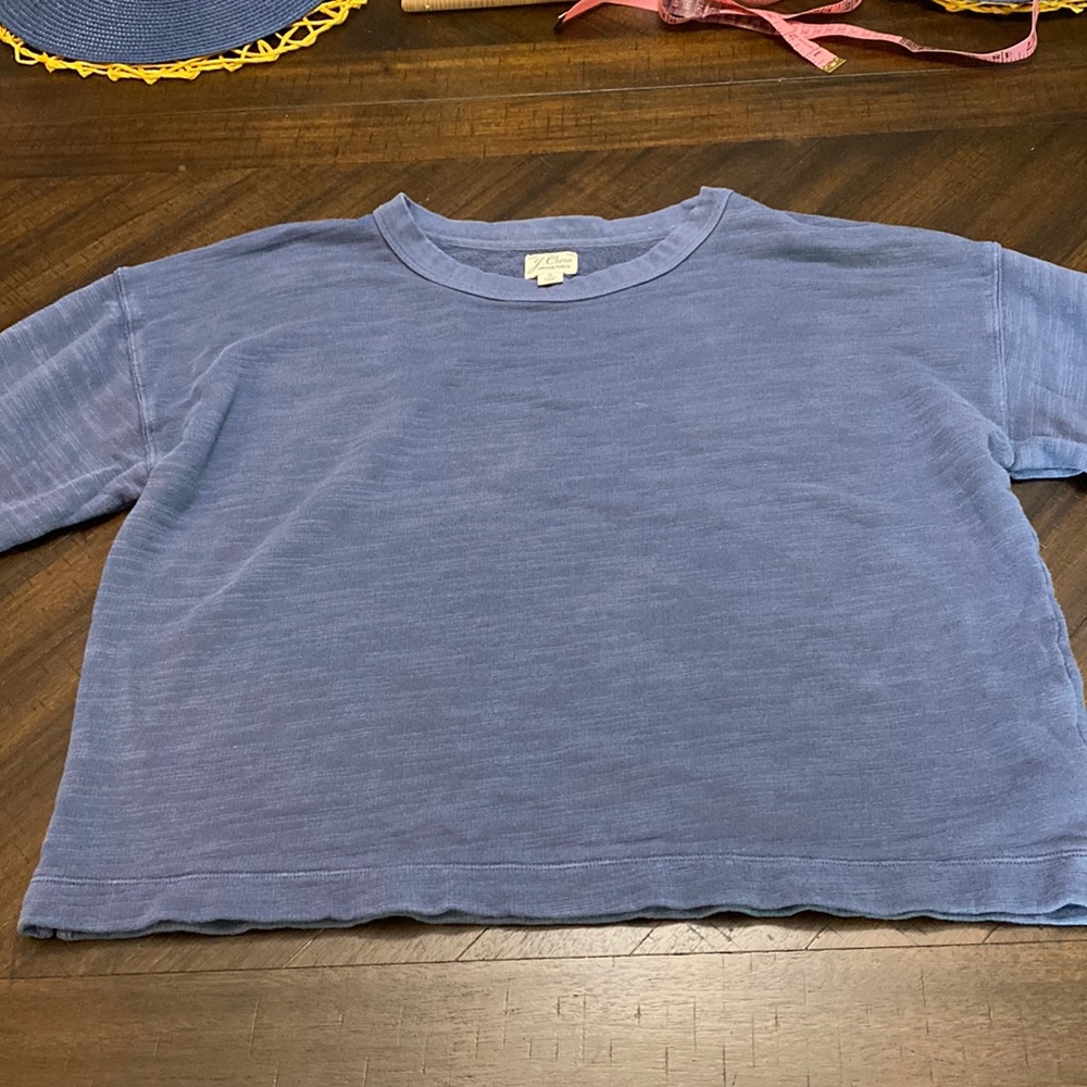 J. Crew vintage periwinkle oversized cropped fleece sz S
